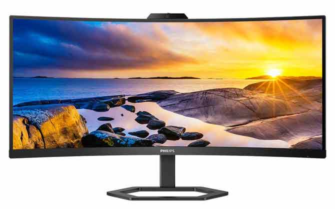 Philips 34E1C5600HE — офисный монитор с соотношением сторон 21:9. Панель VA, встроенная камера и частота обновления 100 Гц